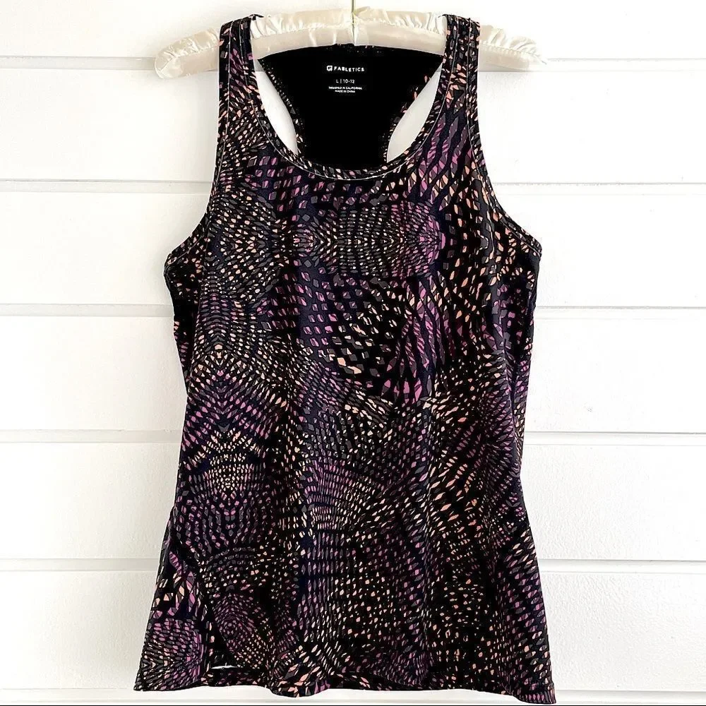 Fabletics Leon Racerback Tank Top Fractal Print L